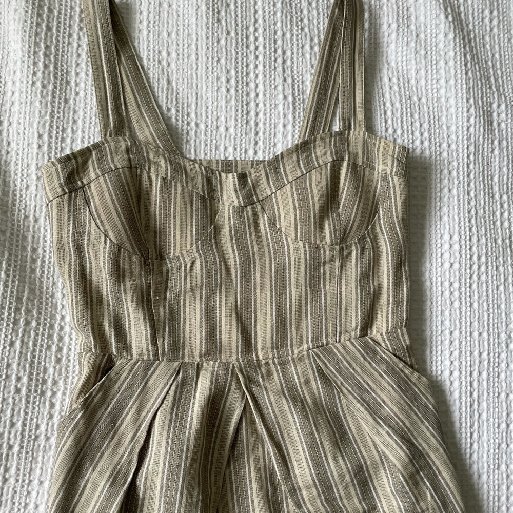 Linen cream/gray dress